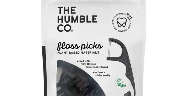 The Humble Co. Floss Picks Charcoal 50 copë
