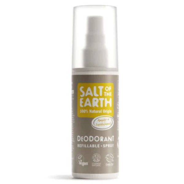 SALT OF THE EARTH AMBER & SANDALWOOD DEODORANT SPRAY 100 ML – deodorant natyral spray me aromë ambrë dhe sandali