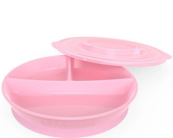 Twistshake Divided Plate 6+m Pastel Pink